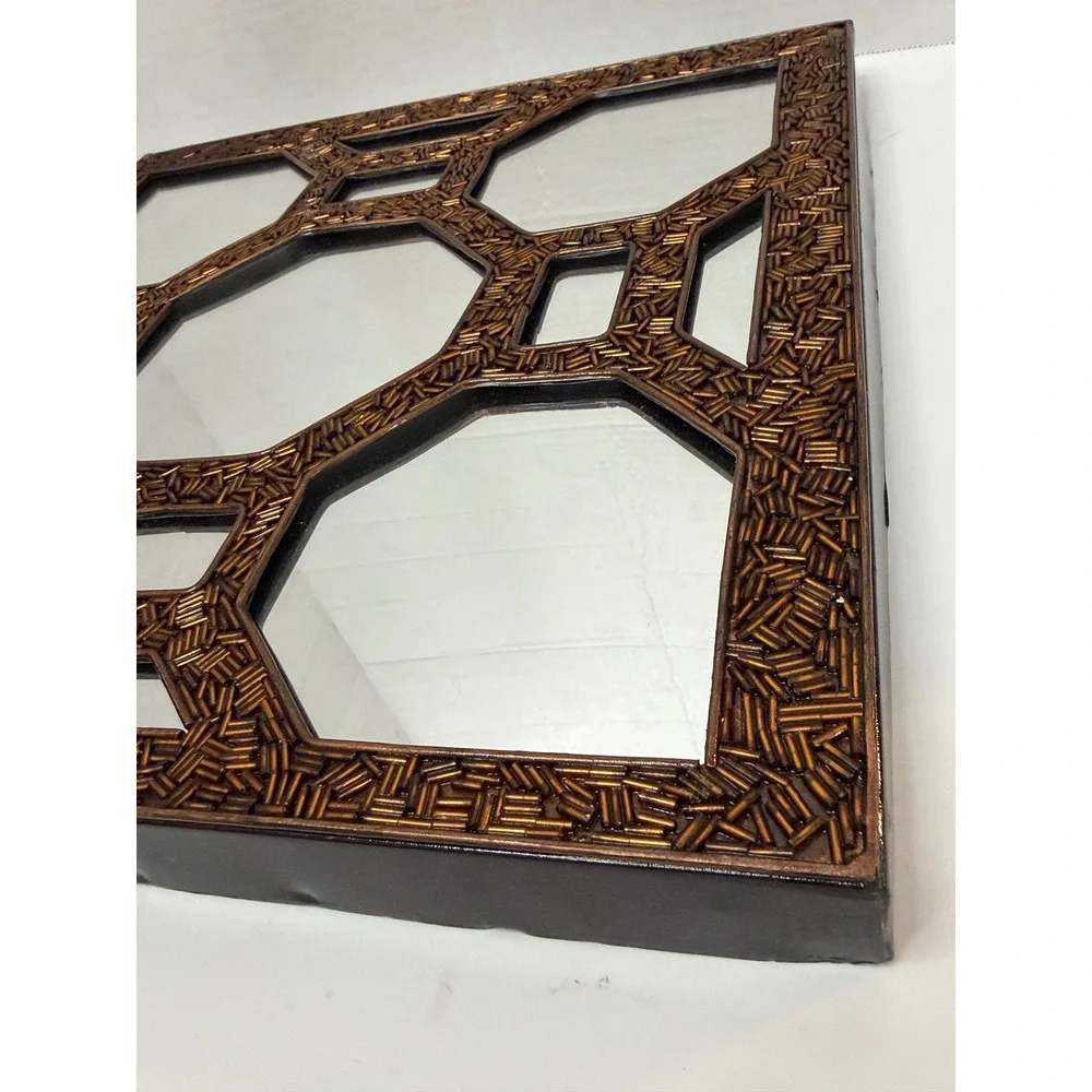 Pier 1 One Imports Mirror Square Seed Beaded Brown 14